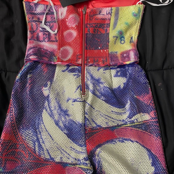 Rhinestone money corset romper - Picture 5 of 8